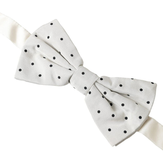 Dolce & Gabbana White Black Polka Dot Polyester Bow Tie Men FT3830