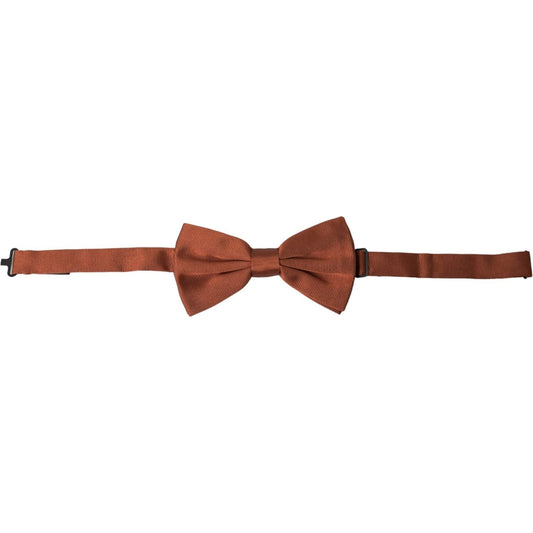 Dolce & Gabbana Brown Silk Adjustable Neck Men Bow Tie FT3835