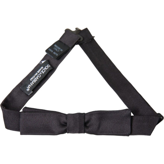 Dolce & Gabbana Dark Gray Silk Adjustable Neck Men Bow Tie FT3856