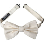 Dolce & Gabbana Off White Silk Adjustable Neck Men Bow Tie FT3859