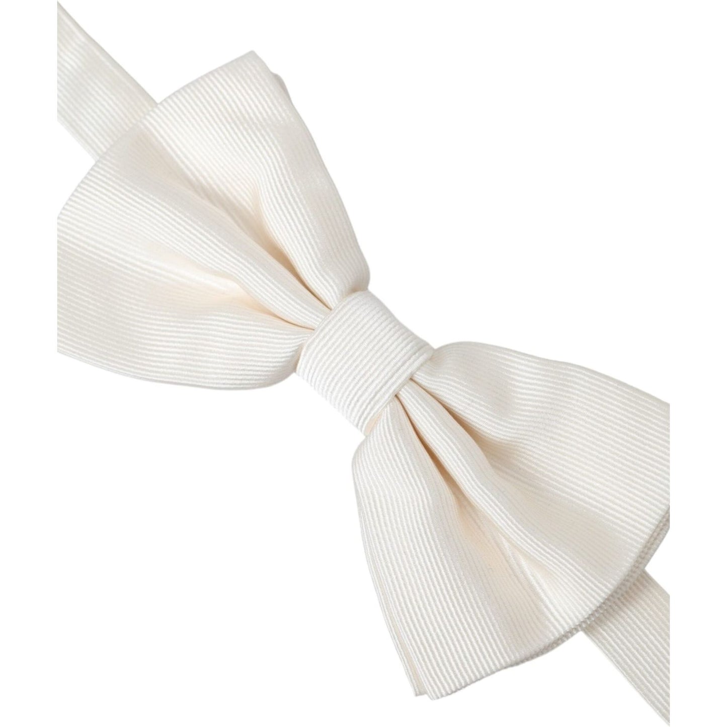 Dolce & Gabbana Off White Silk Adjustable Neck Men Bow Tie FT3859