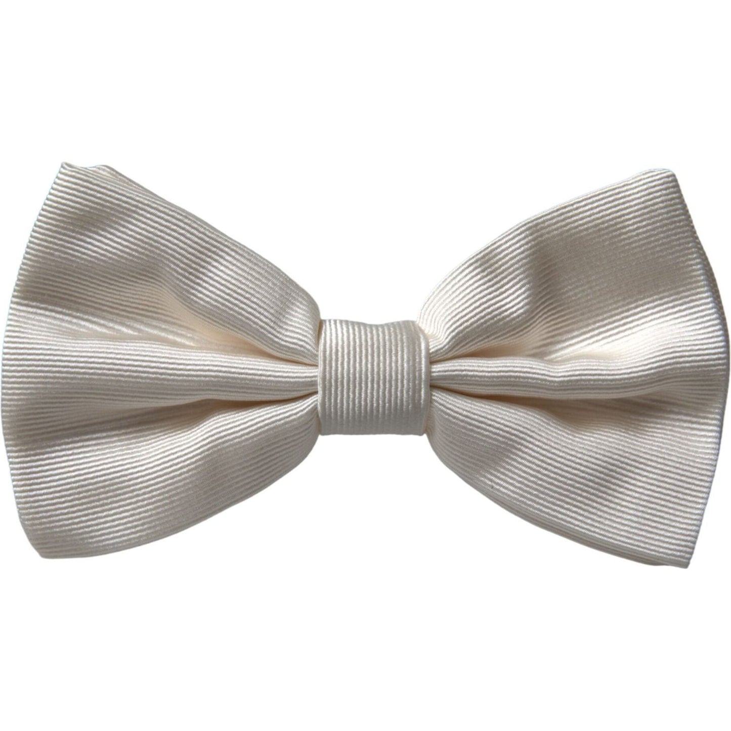 Dolce & Gabbana Off White Silk Adjustable Neck Men Bow Tie FT3859