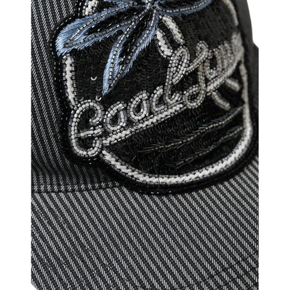 Dolce & Gabbana Black Cotton Embellished Baseball Hat Men