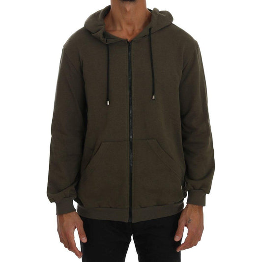 Daniele Alessandrini Green Full Zipper Hodded Cotton Sweater TSH1345-4
