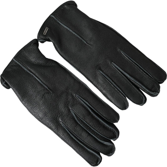 Dolce & Gabbana Black Deer Leather Wrist Length Gloves LB30148-9