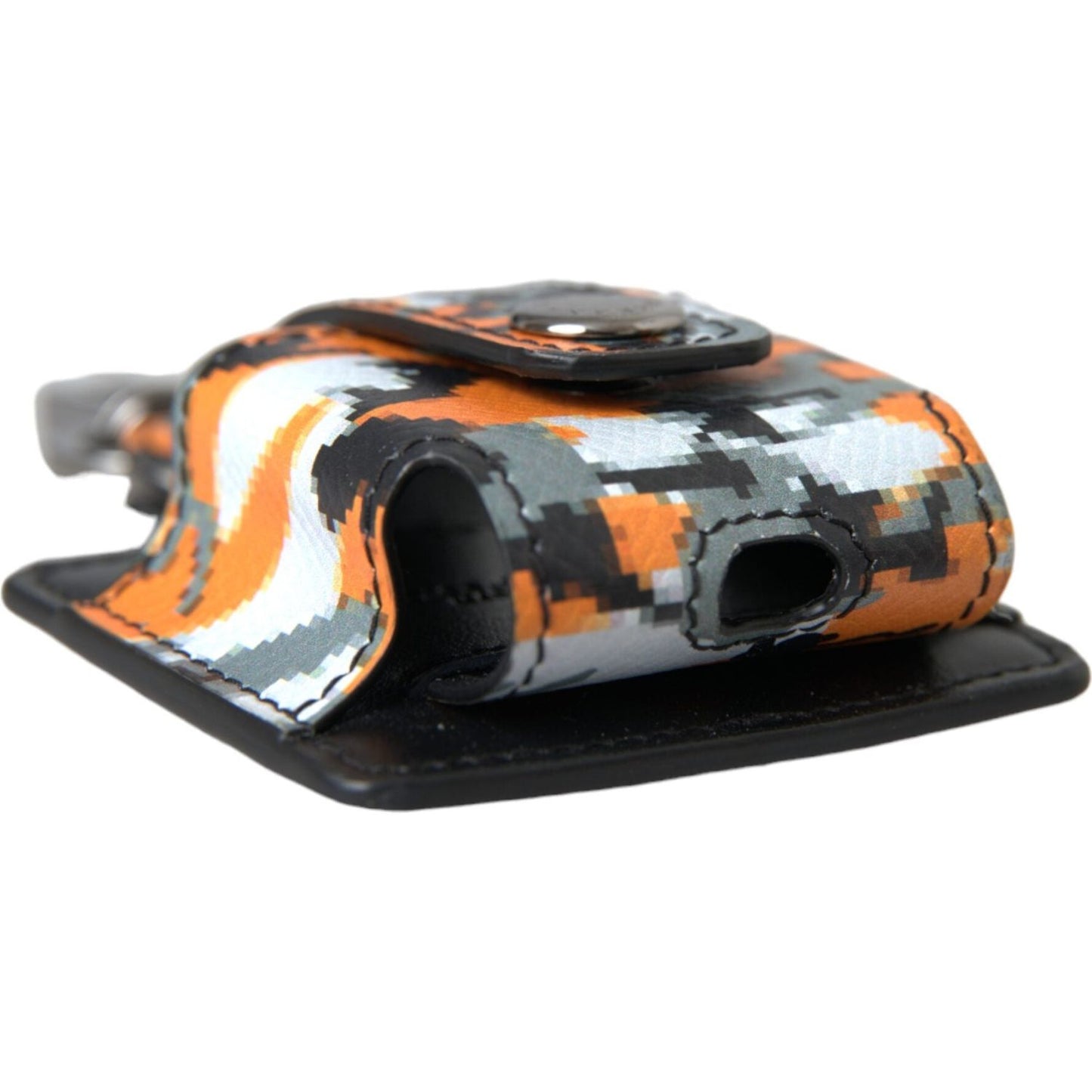 Dolce & Gabbana Multicolor Camouflage Print Leather Logo Metal Airpods Case SMY10264