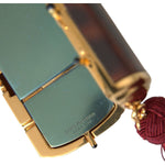 Dolce & Gabbana Brown Leopard Mini Mirror Tassel Make Up Holder Bag SMY10313