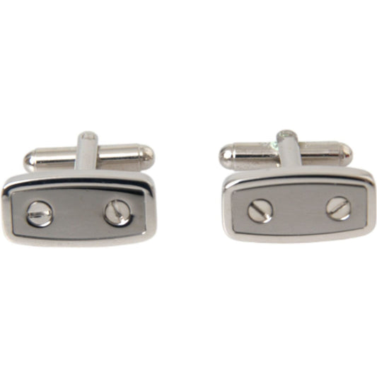 Dolce & Gabbana Silver Plated Metal Brass Pin Men Cufflinks SMY10204