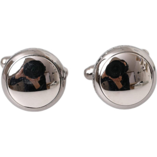 Dolce & Gabbana Silver Plated Brass Round Pin Men Cufflinks SMY10214