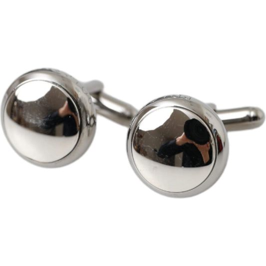 Dolce & Gabbana Silver Plated Brass Round Pin Men Cufflinks SMY10214