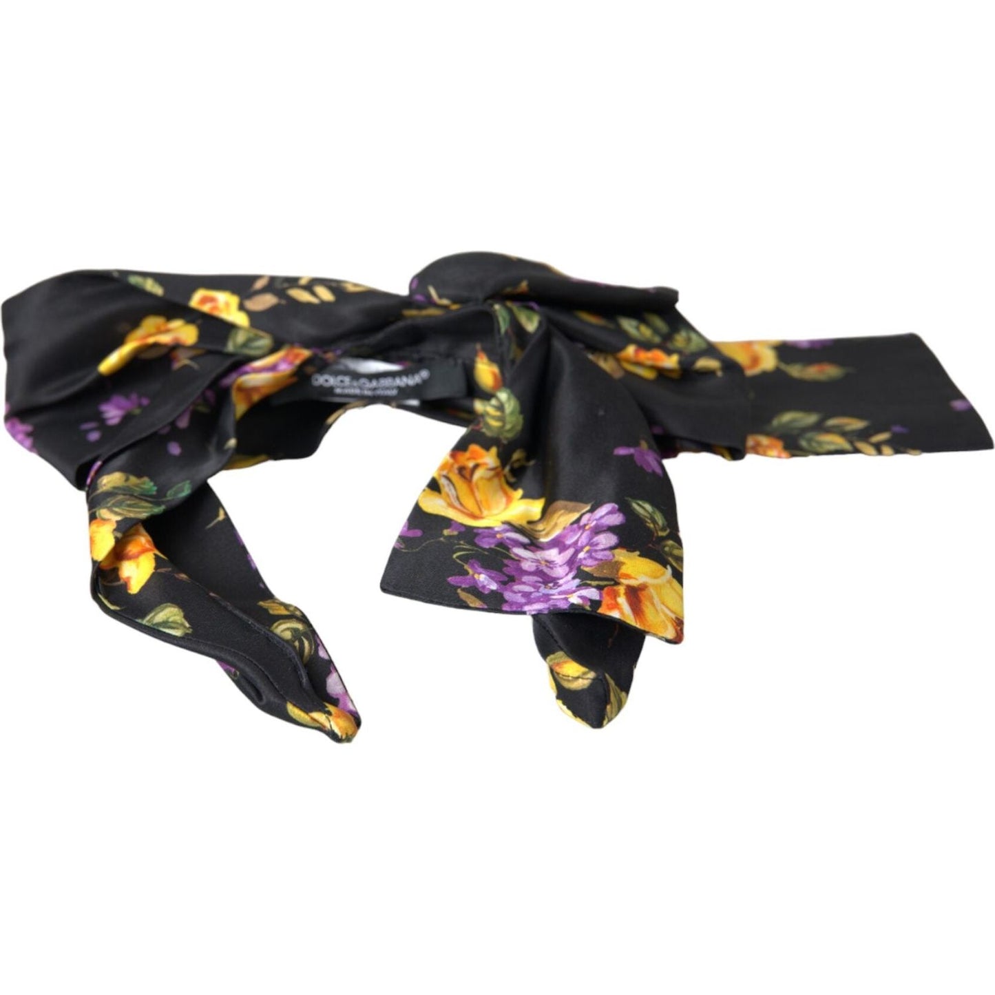 Dolce & Gabbana Black Floral Applique Silk Women Headband Diadem SMY10231