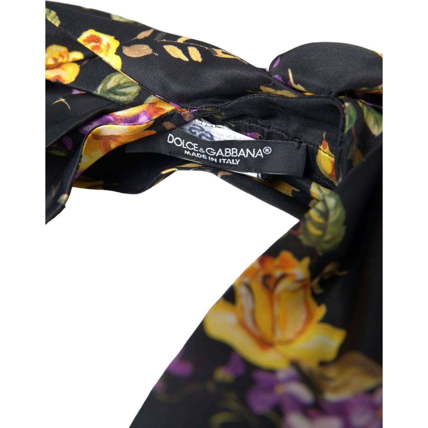 Dolce & Gabbana Black Floral Applique Silk Women Headband Diadem SMY10231
