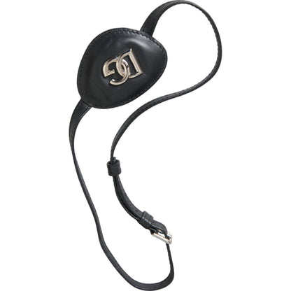 Dolce & Gabbana Black Calfskin Leather Metal DG Logo Eye Patch