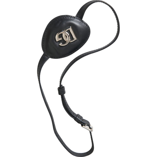 Dolce & Gabbana Black Calfskin Leather Metal DG Logo Eye Patch SMY10279