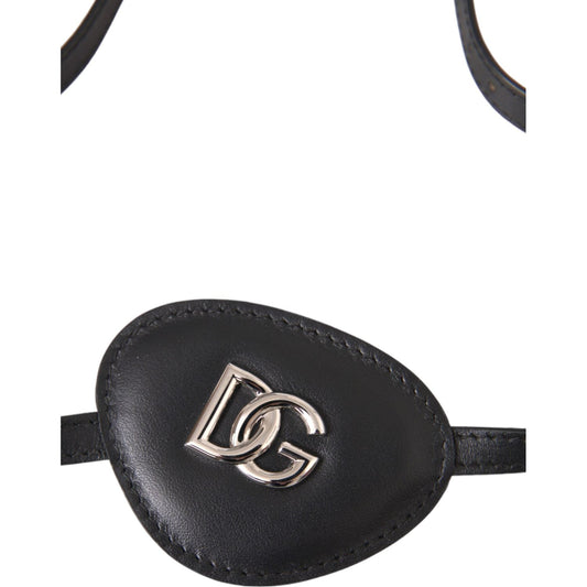 Dolce & Gabbana Black Calfskin Leather Metal DG Logo Eye Patch SMY10280