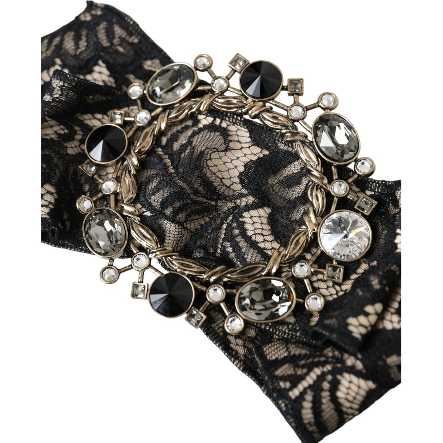 Dolce & Gabbana Black Lace Crystal Handmade Brooch Hair Pin SMY10198