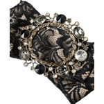 Dolce & Gabbana Black Lace Crystal Handmade Brooch Hair Pin SMY10198
