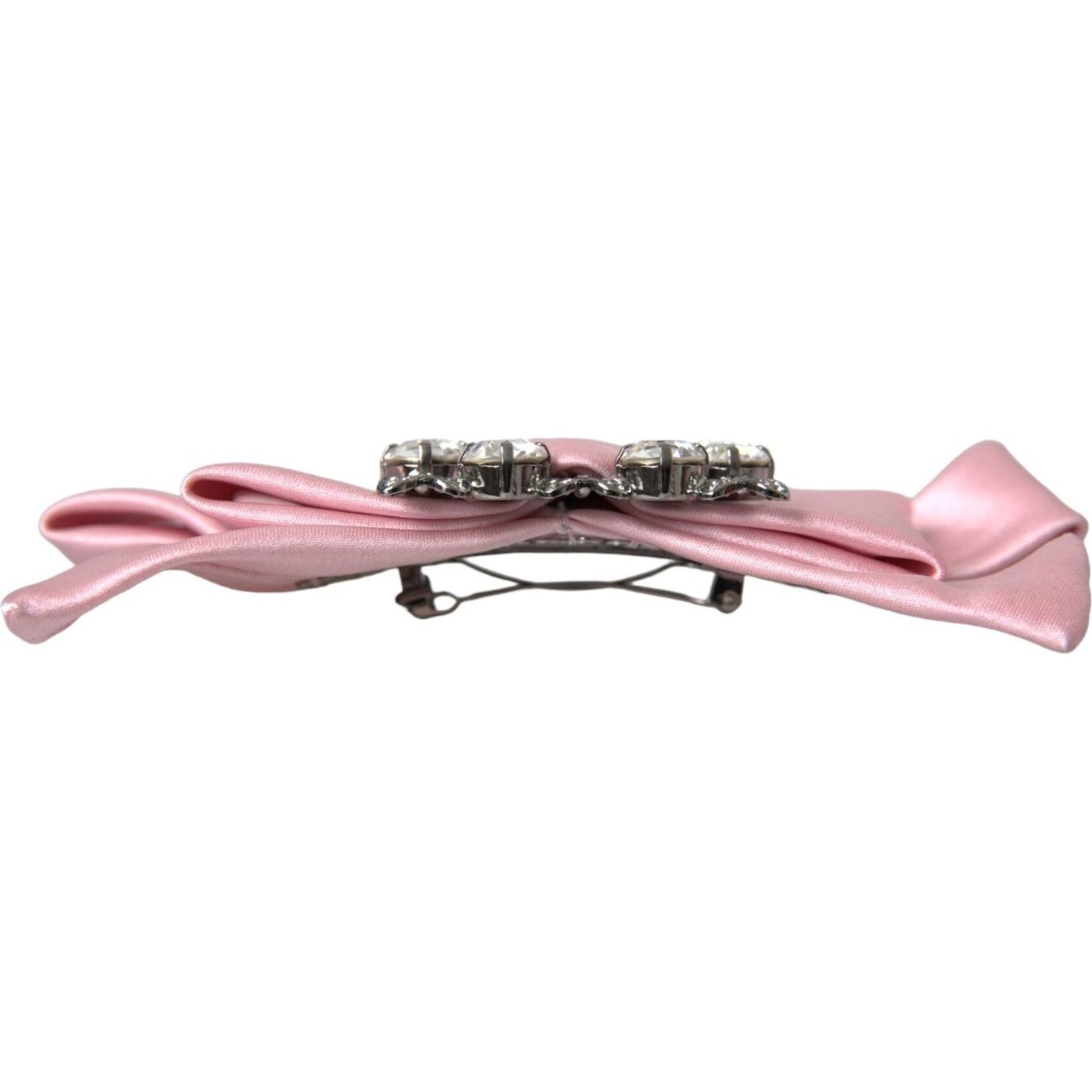 Dolce & Gabbana Pink Satin Crystal Jewelry Brooch Hair Pin SMY10228