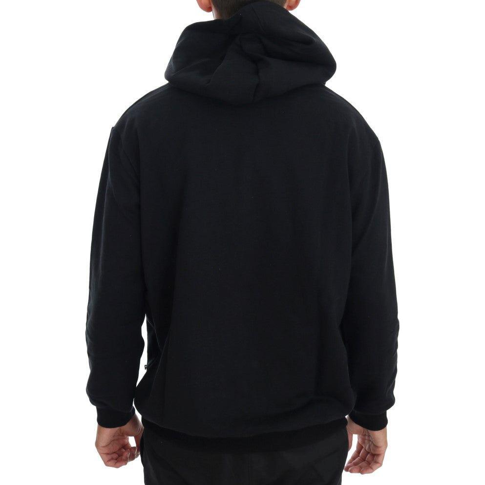 Daniele Alessandrini Black Gym Casual Hooded Cotton Sweater TSH1503-5