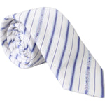 Dolce & Gabbana White Blue Stripes Silk Adjustable Tie KRA3263