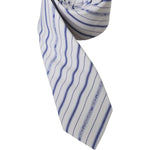 Dolce & Gabbana White Blue Stripes Silk Adjustable Tie KRA3263