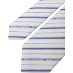 Dolce & Gabbana White Blue Stripes Silk Adjustable Tie KRA3263