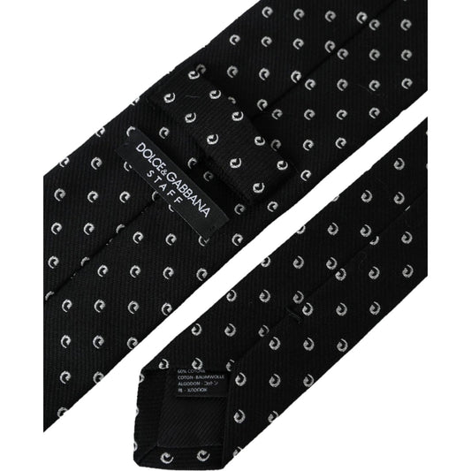 Dolce & Gabbana Black Logo Cotton Blend Adjustable Tie KRA3294