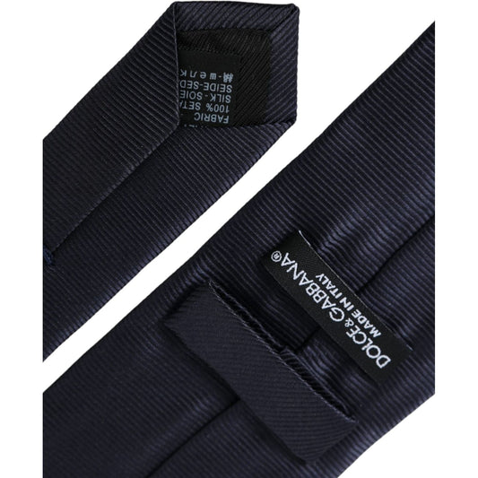 Dolce & Gabbana Blue Solid Silk Adjustable Tie Men KRA3295