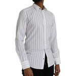Dolce & Gabbana Black White Striped Formal Dress GOLD Shirt TSH86307-39