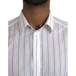 Dolce & Gabbana Black White Striped Formal Dress GOLD Shirt TSH86307-39