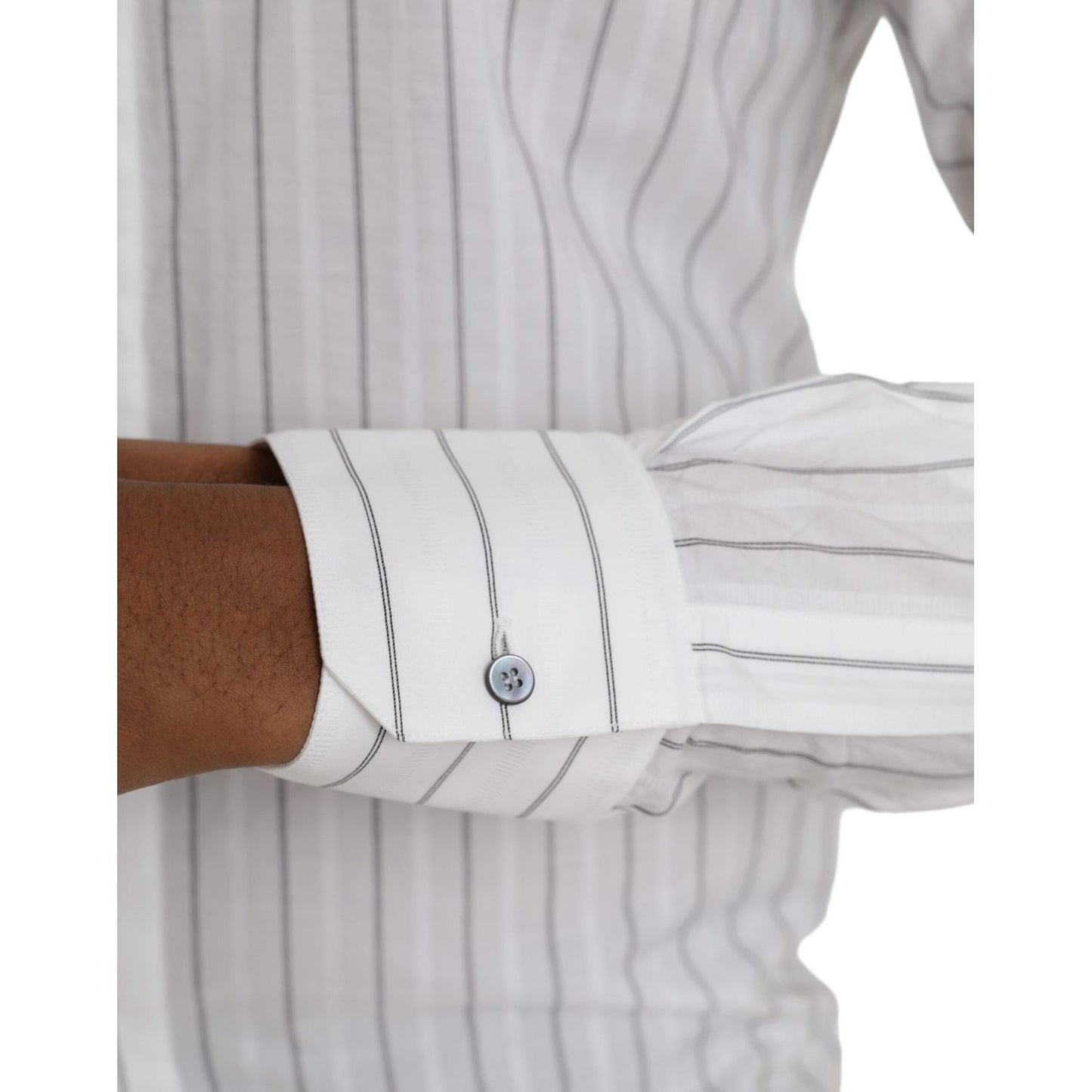 Dolce & Gabbana Black White Striped Formal Dress GOLD Shirt TSH86307-39