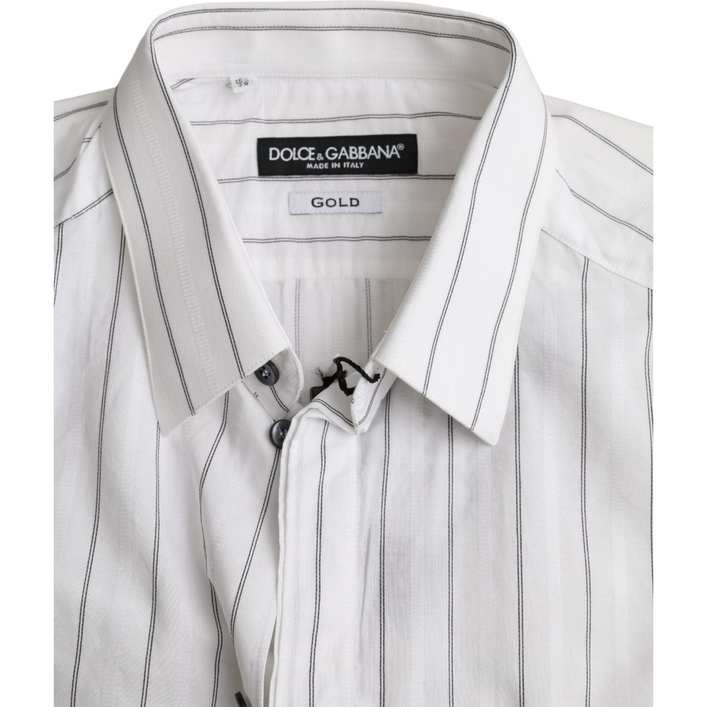 Dolce & Gabbana Black White Striped Formal Dress GOLD Shirt TSH86307-39