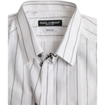 Dolce & Gabbana Black White Striped Formal Dress GOLD Shirt TSH86307-39
