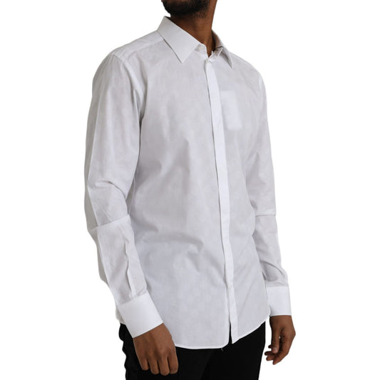 Dolce & Gabbana White Polka Dotted Cotton Dress GOLD Shirt TSH86309-42