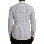 Dolce & Gabbana Black White Striped Formal Dress GOLD Shirt TSH86320-38