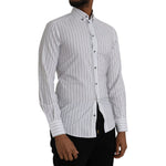 Dolce & Gabbana Black White Striped Formal Dress GOLD Shirt TSH86320-38
