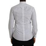 Dolce & Gabbana Black White Striped Formal Dress GOLD Shirt TSH86320-38