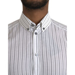 Dolce & Gabbana Black White Striped Formal Dress GOLD Shirt TSH86320-38