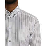 Dolce & Gabbana Black White Striped Formal Dress GOLD Shirt TSH86320-38