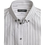 Dolce & Gabbana Black White Striped Formal Dress GOLD Shirt TSH86320-38