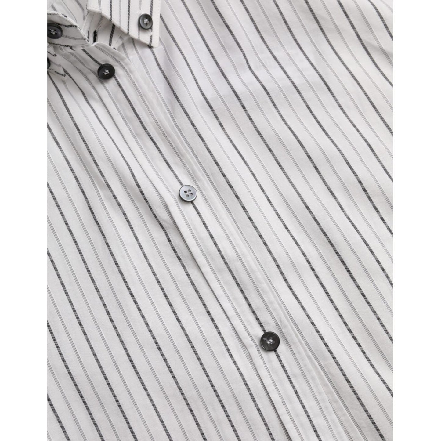 Dolce & Gabbana Black White Striped Formal Dress GOLD Shirt TSH86320-38