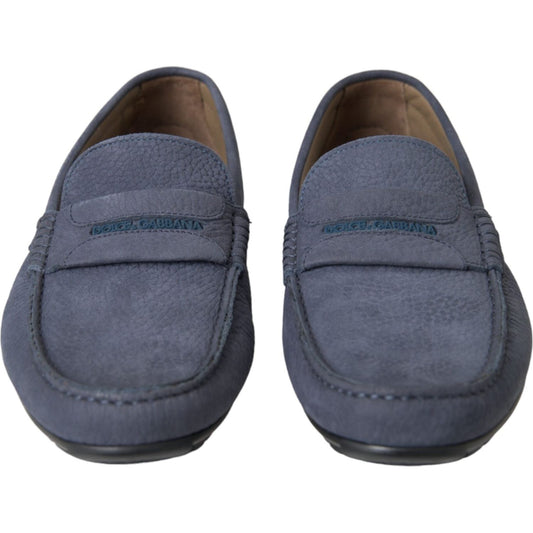 Dolce & Gabbana Blue Calf Leather Slip On Moccasin Shoes MV5690-41.5