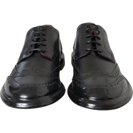 Dolce & Gabbana Black Leather Oxford Wingtip Formal Men Shoes MV5680-41