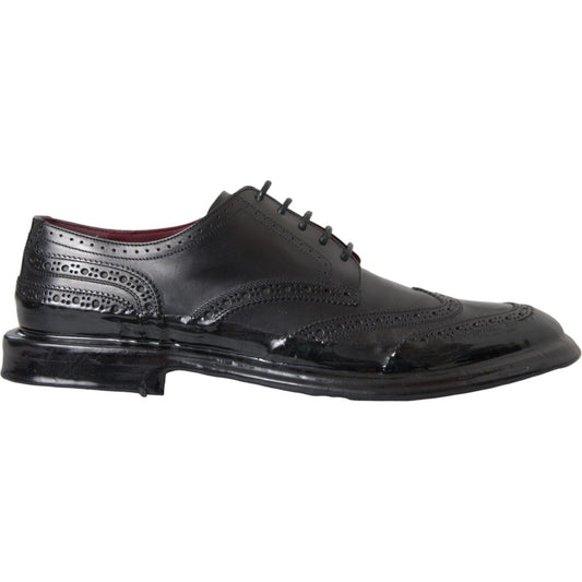 Dolce & Gabbana Black Leather Oxford Wingtip Formal Men Shoes MV5680-41