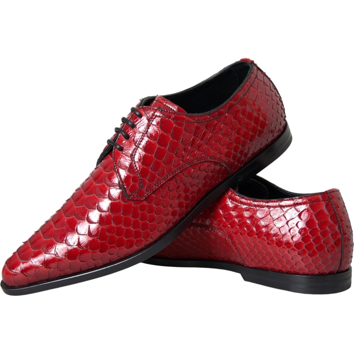 Dolce & Gabbana Red Textured Varnished Derby Men Formal Shoes MV5741-39
