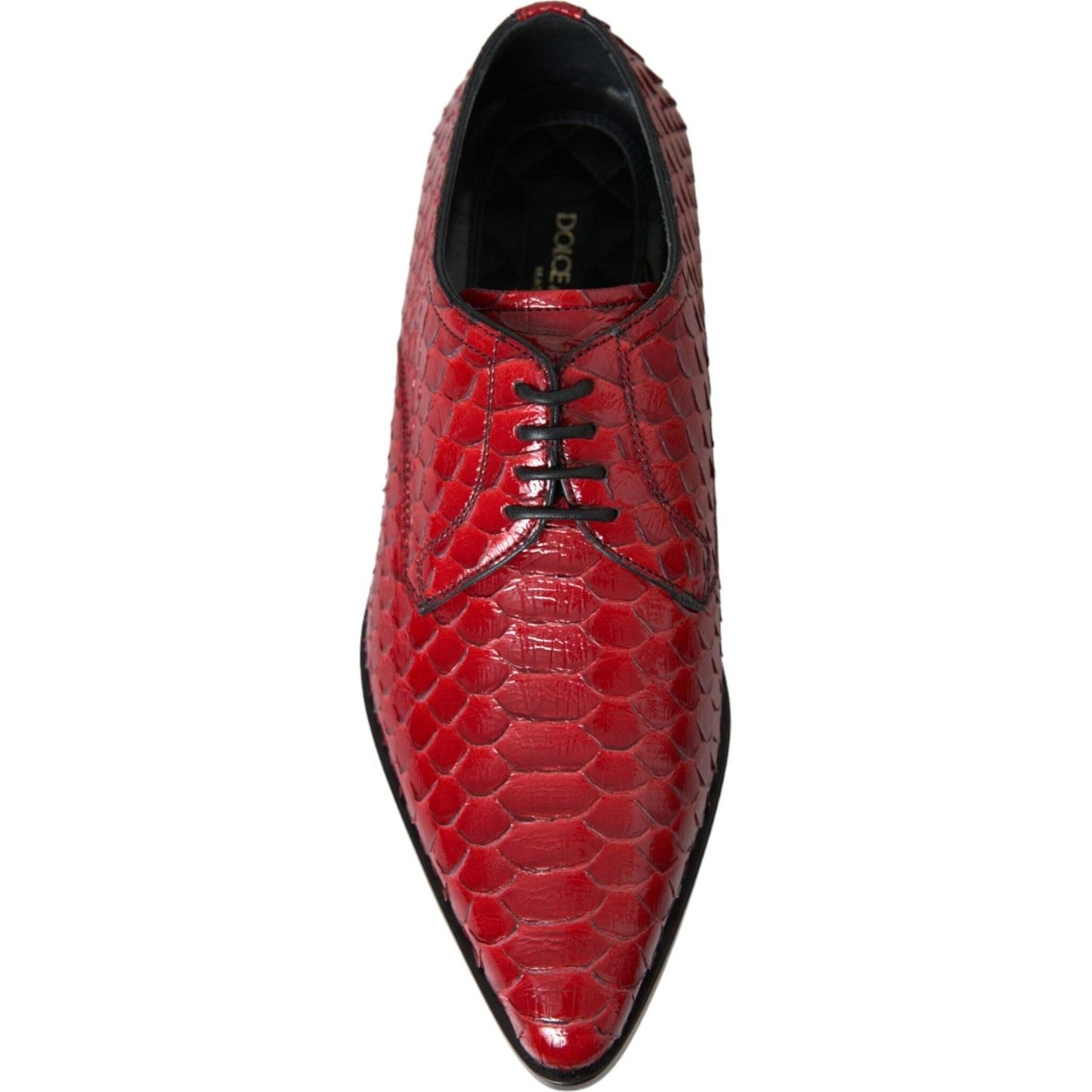 Dolce & Gabbana Red Textured Varnished Derby Men Formal Shoes MV5741-39