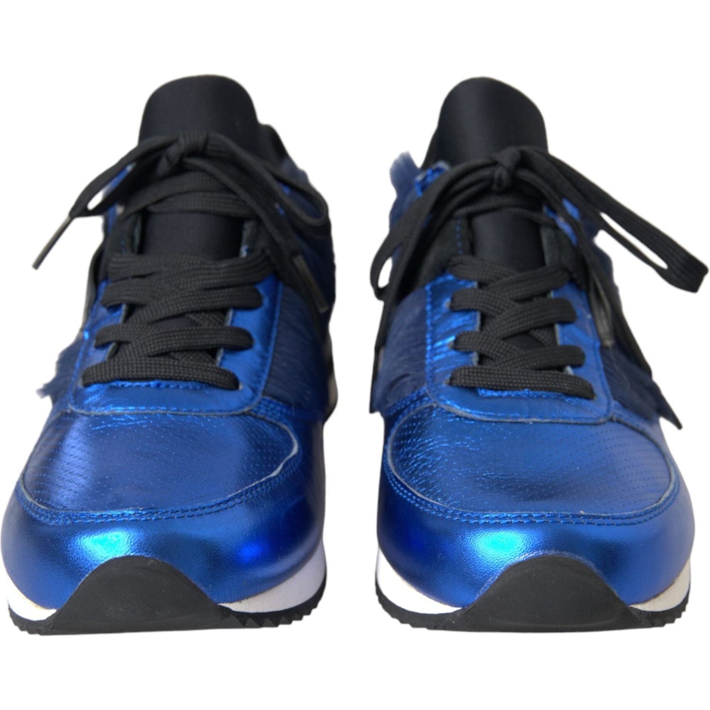 Dolce & Gabbana Blue Black Calf Hair Leather Sneakers Shoes MV5686-40.5