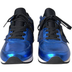 Dolce & Gabbana Blue Black Calf Hair Leather Sneakers Shoes MV5686-40.5