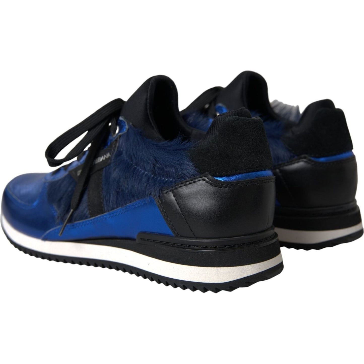 Dolce & Gabbana Blue Black Calf Hair Leather Sneakers Shoes MV5686-40.5