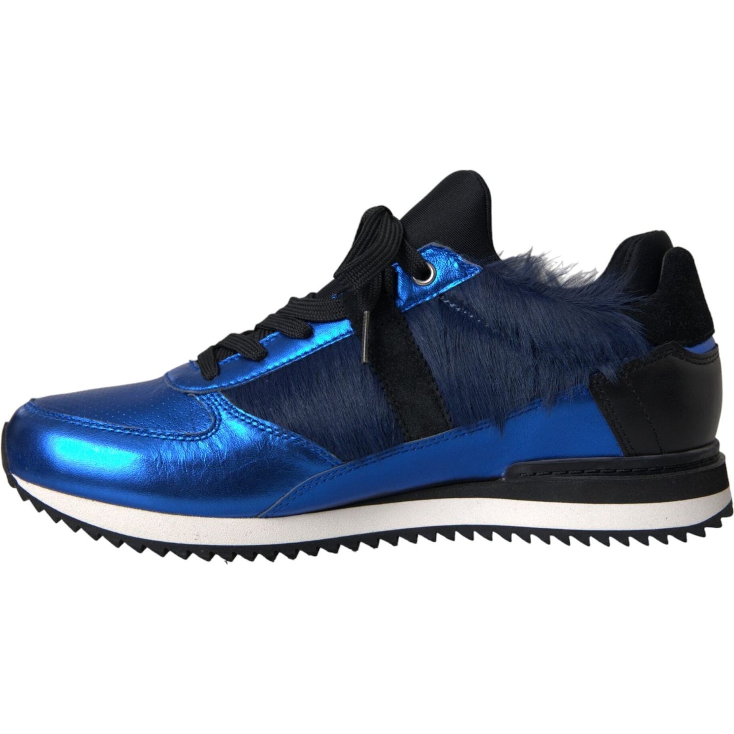 Dolce & Gabbana Blue Black Calf Hair Leather Sneakers Shoes MV5686-40.5